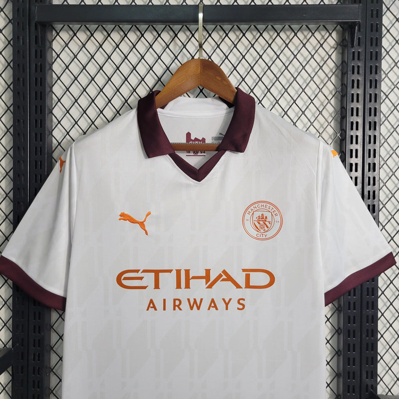 Camisa Manchester City II 23/24 Puma - Branco com Roxo